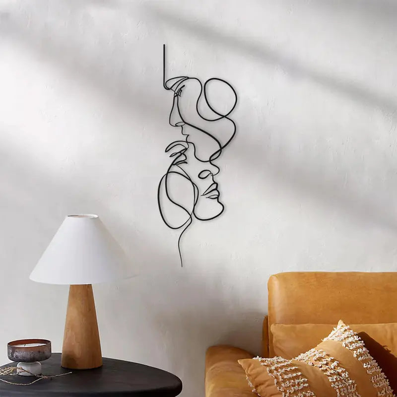 Metal Face Line Art Decoration Sculpture for Interiors