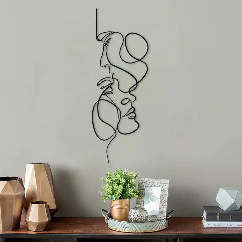 Metal Face Line Art Decoration Sculpture for Interiors