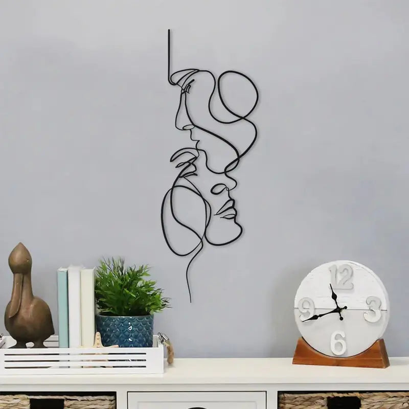 Metal Face Line Art Decoration Sculpture for Interiors
