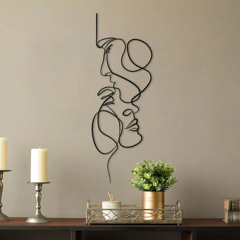 Metal Face Line Art Decoration Sculpture for Interiors