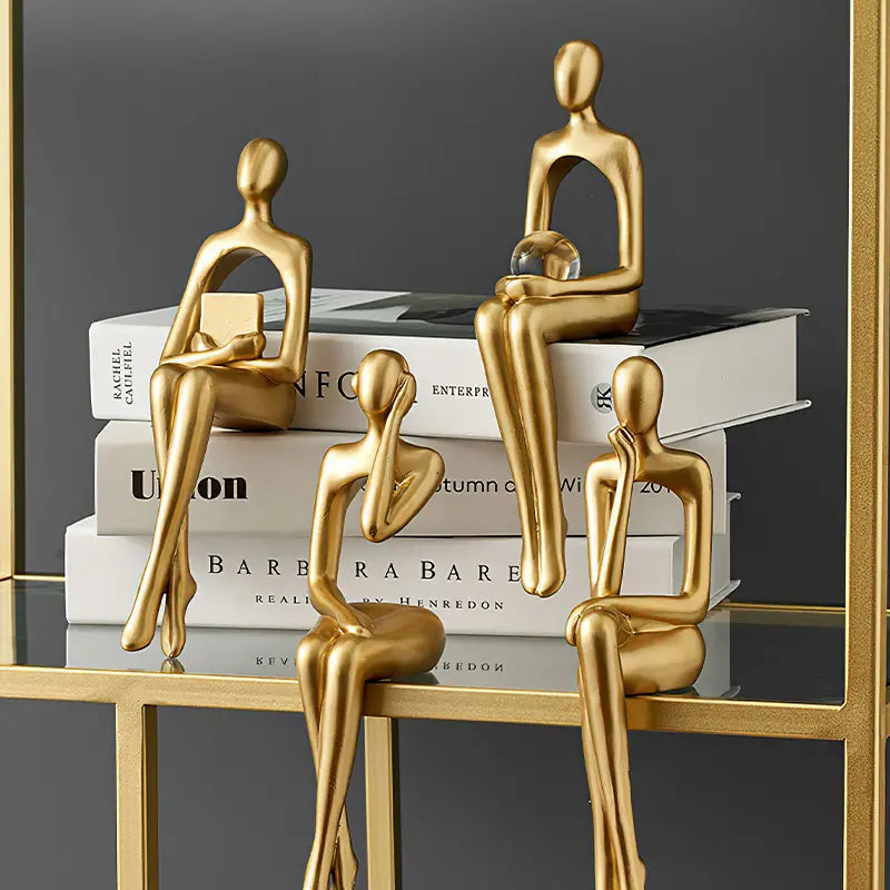 Golden Abstract Sculpture for Modern Home Decoration