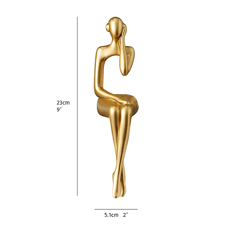 Golden Abstract Sculpture for Modern Home Decoration