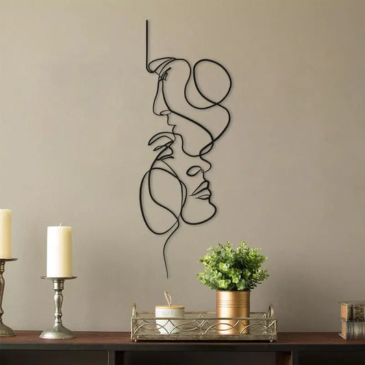 Metal Face Line Art Decoration Sculpture for Interiors