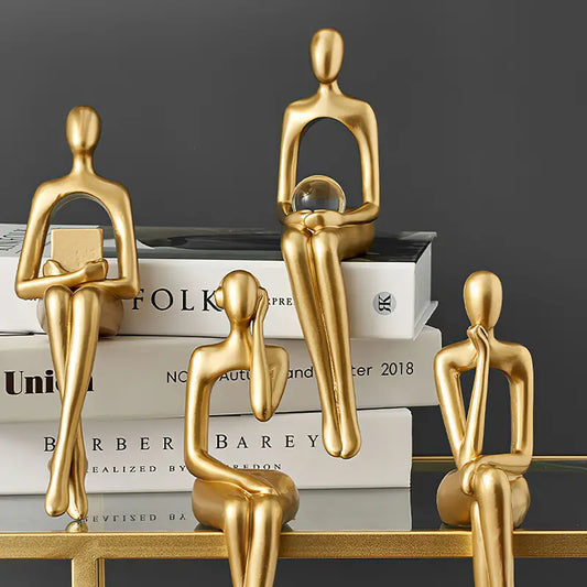 Golden Abstract Sculpture for Modern Home Decoration